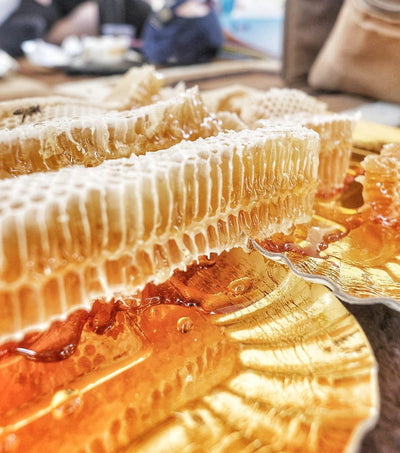Pure Honey Raw Honeycomb on Wooden Frame Comb
